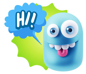 3d Illustration Laughing Character Emoji Expression saying Hi wi