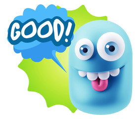 3d Illustration Laughing Character Emoji Expression saying Good
