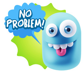 3d Rendering Smile Character Emoticon Expression saying No Probl