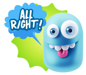 Obraz premium 3d Rendering Smile Character Emoticon Expression saying All Righ