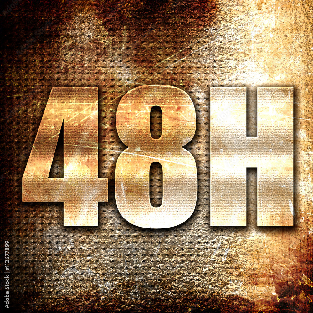 Poster 48 hours, 3d rendering, metal text on rust background