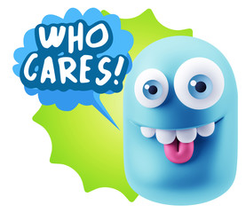 3d Illustration Laughing Character Emoji Expression saying Who C