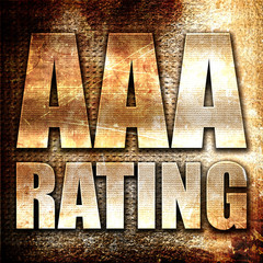 aaa rating, 3D rendering, metal text on rust background