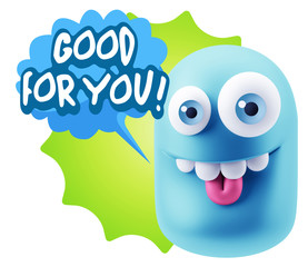 3d Rendering Smile Character Emoticon Expression saying Good For