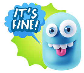 3d Illustration Laughing Character Emoji Expression saying It's