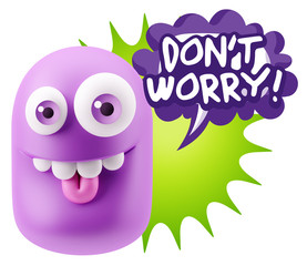 3d Rendering Smile Character Emoticon Expression saying Dont Wor