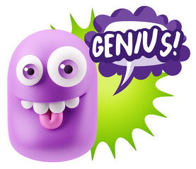 3d Illustration Laughing Character Emoji Expression saying Geniu
