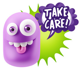 3d Illustration Laughing Character Emoji Expression saying Take