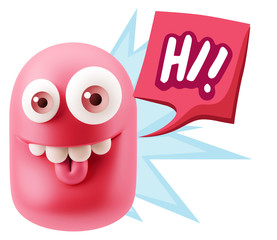 3d Illustration Laughing Character Emoji Expression saying Hi wi