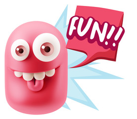 3d Illustration Laughing Character Emoji Expression saying Fun w