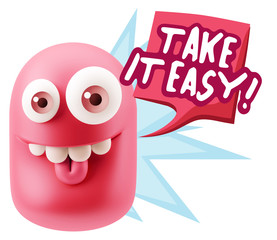 3d Illustration Laughing Character Emoji Expression saying Take