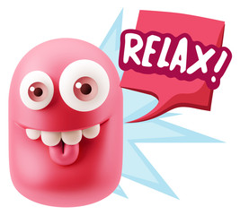 3d Rendering Smile Character Emoticon Expression saying Relax wi