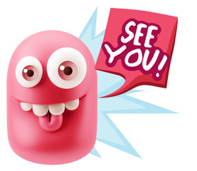 3d Rendering Smile Character Emoticon Expression saying See You