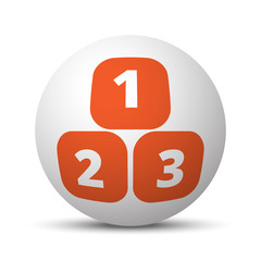 Orange 123 Blocks icon on white ball