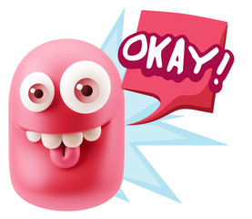 3d Illustration Laughing Character Emoji Expression saying Okay