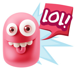 3d Illustration Laughing Character Emoji Expression saying Lol w