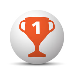 Orange Trophy icon on white ball