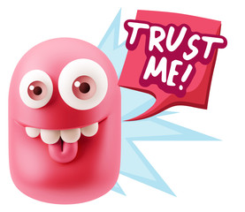 3d Illustration Laughing Character Emoji Expression saying Trust