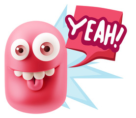 3d Illustration Laughing Character Emoji Expression saying Yeah