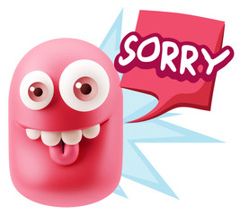 3d Illustration Laughing Character Emoji Expression saying Sorry