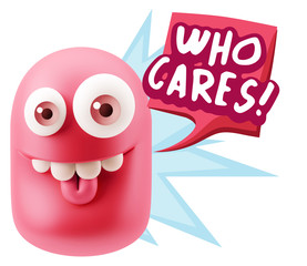 3d Illustration Laughing Character Emoji Expression saying Who C