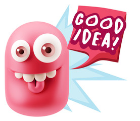 3d Rendering Smile Character Emoticon Expression saying Good Ide