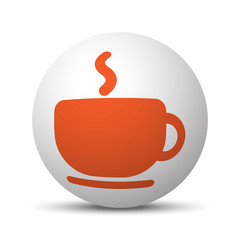 Orange Coffee icon on white ball
