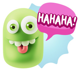 3d Illustration Laughing Character Emoji Expression saying Hahah