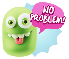 3d Rendering Smile Character Emoticon Expression saying No Probl