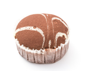 chocolate flavor cup cake on a white background