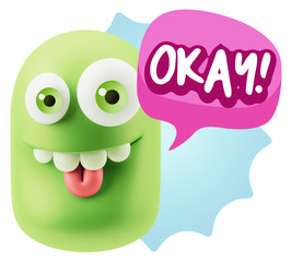 3d Illustration Laughing Character Emoji Expression saying Okay