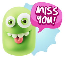 3d Illustration Laughing Character Emoji Expression saying Miss