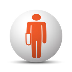 Orange Hand icon on white ball