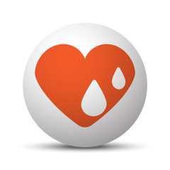 Orange Heart Water icon on white ball