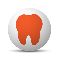 Orange Tooth icon on white ball