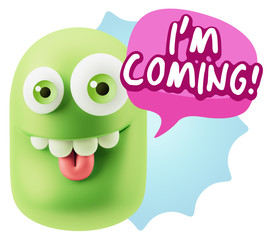 3d Illustration Laughing Character Emoji Expression saying I'm C