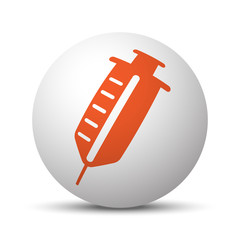 Orange Syringe icon on white ball