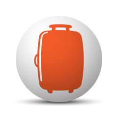 Orange Luggage icon on white ball