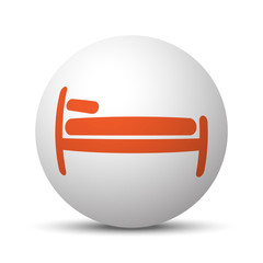 Orange Bed icon on white ball