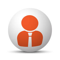 Orange User Profile icon on white ball