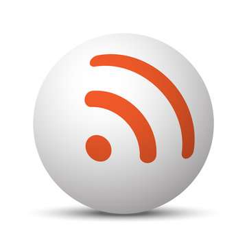 Orange Rss icon on white ball