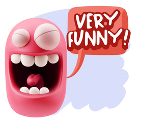 3d Rendering Smile Character Emoticon Expression saying Very Fun