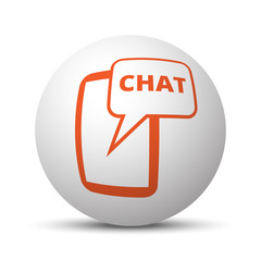 Orange Chat icon on white ball