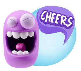 Obraz premium 3d Rendering Smile Character Emoticon Expression saying Cheers w