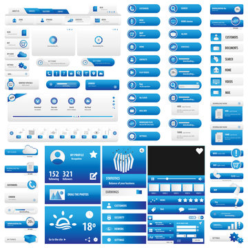 Blue User Interface Button Set