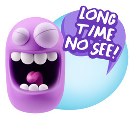 3d Illustration Laughing Character Emoji Expression saying Long