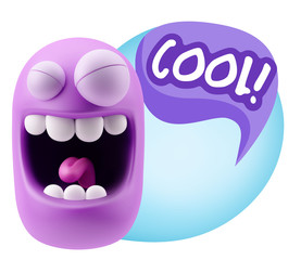 3d Illustration Laughing Character Emoji Expression saying Cool