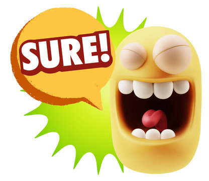 3d Illustration Laughing Character Emoji Expression saying Sure