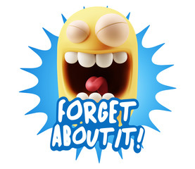 3d Rendering Smile Character Emoticon Expression saying Forget A