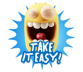 3d Illustration Laughing Character Emoji Expression saying Take